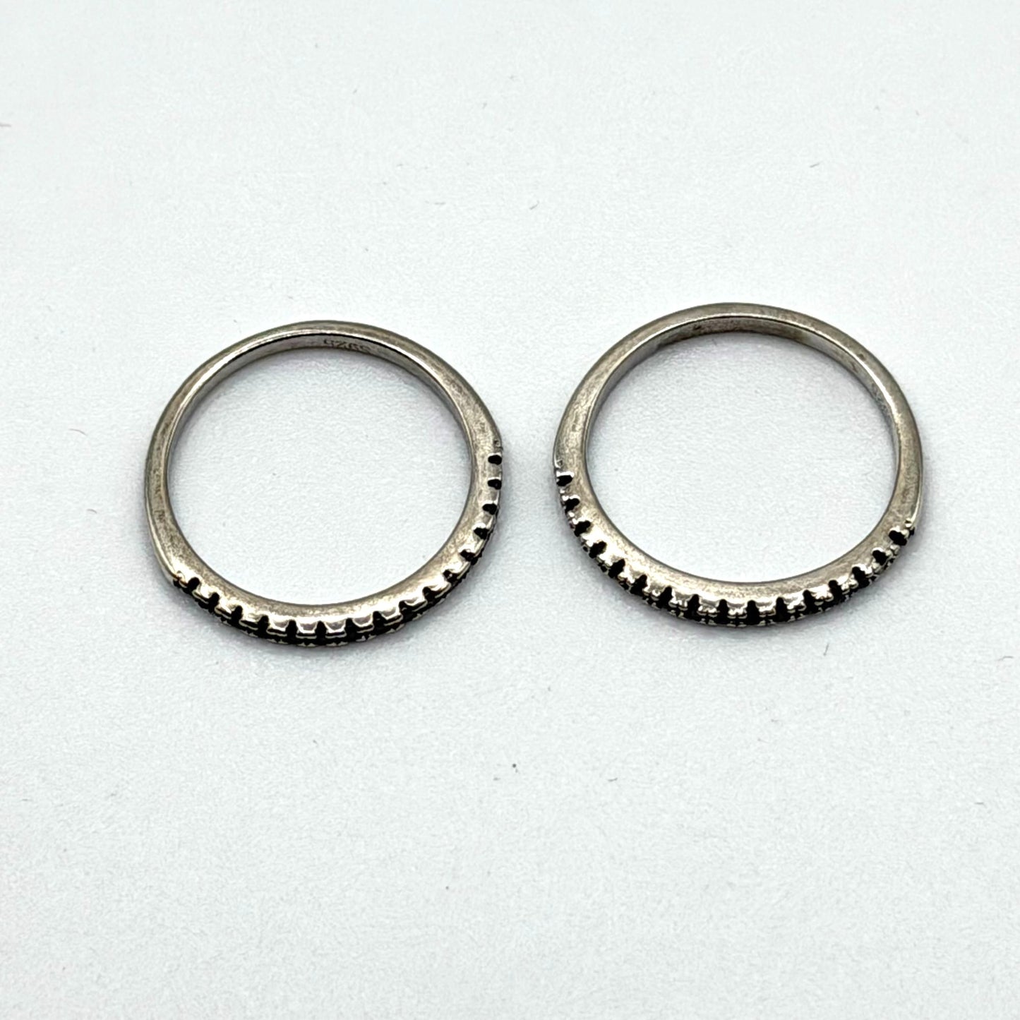 Sterling Silver 925 Stacking Rings Set Red Velvet Box size 6.25