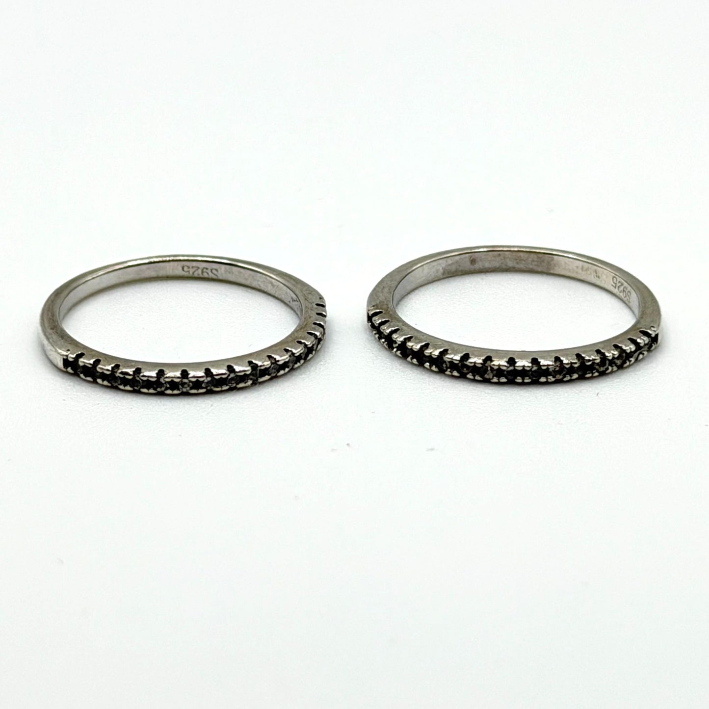 Sterling Silver 925 Stacking Rings Set Red Velvet Box size 6.25