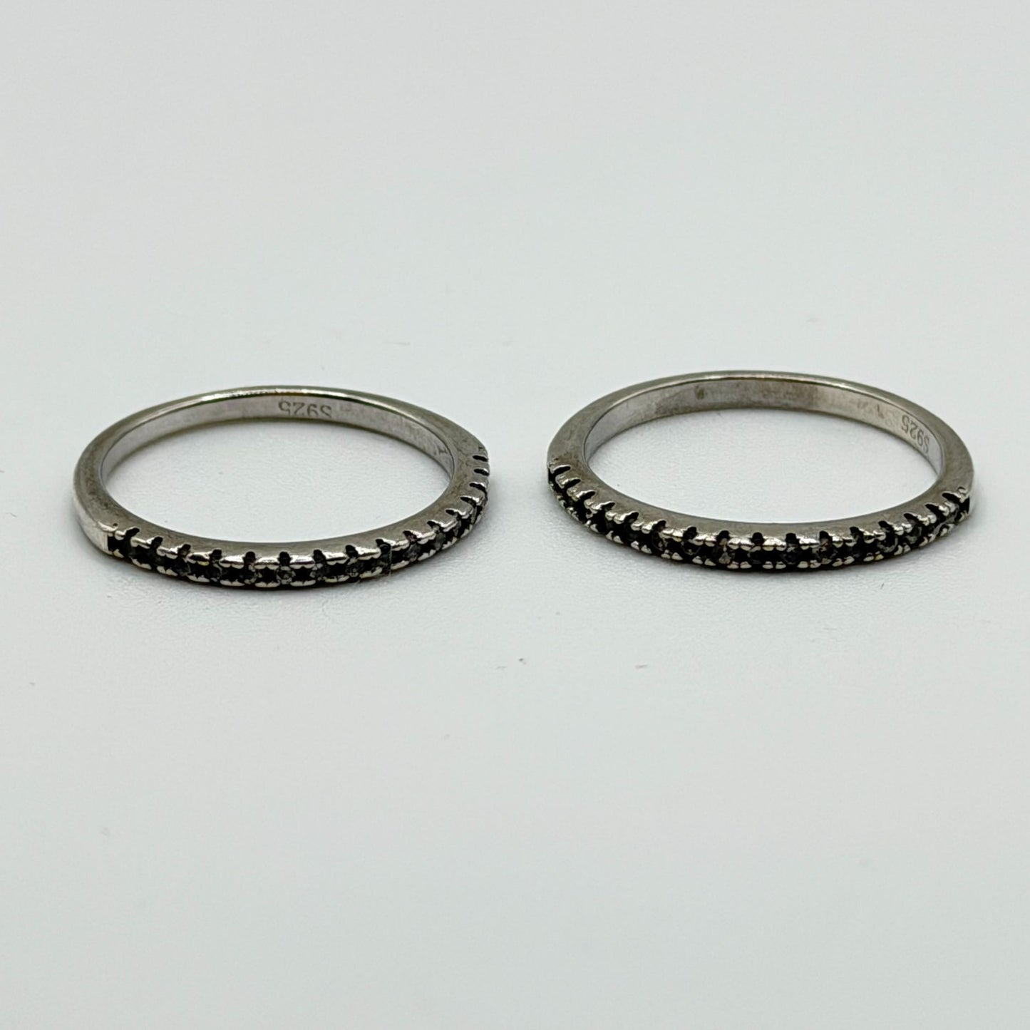 Sterling Silver 925 Stacking Rings Set Red Velvet Box size 6.25