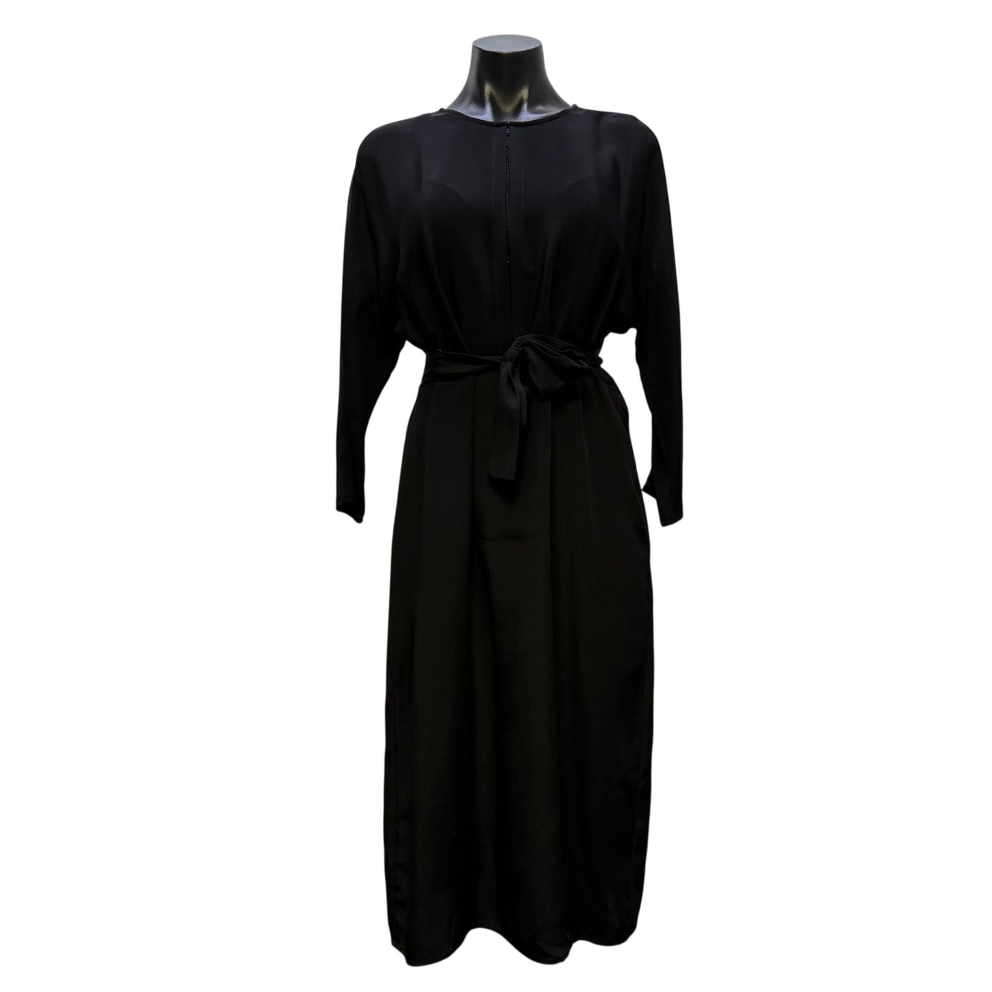 Cuyana Black Belted Midi Dress With Tie Waist  S/M
