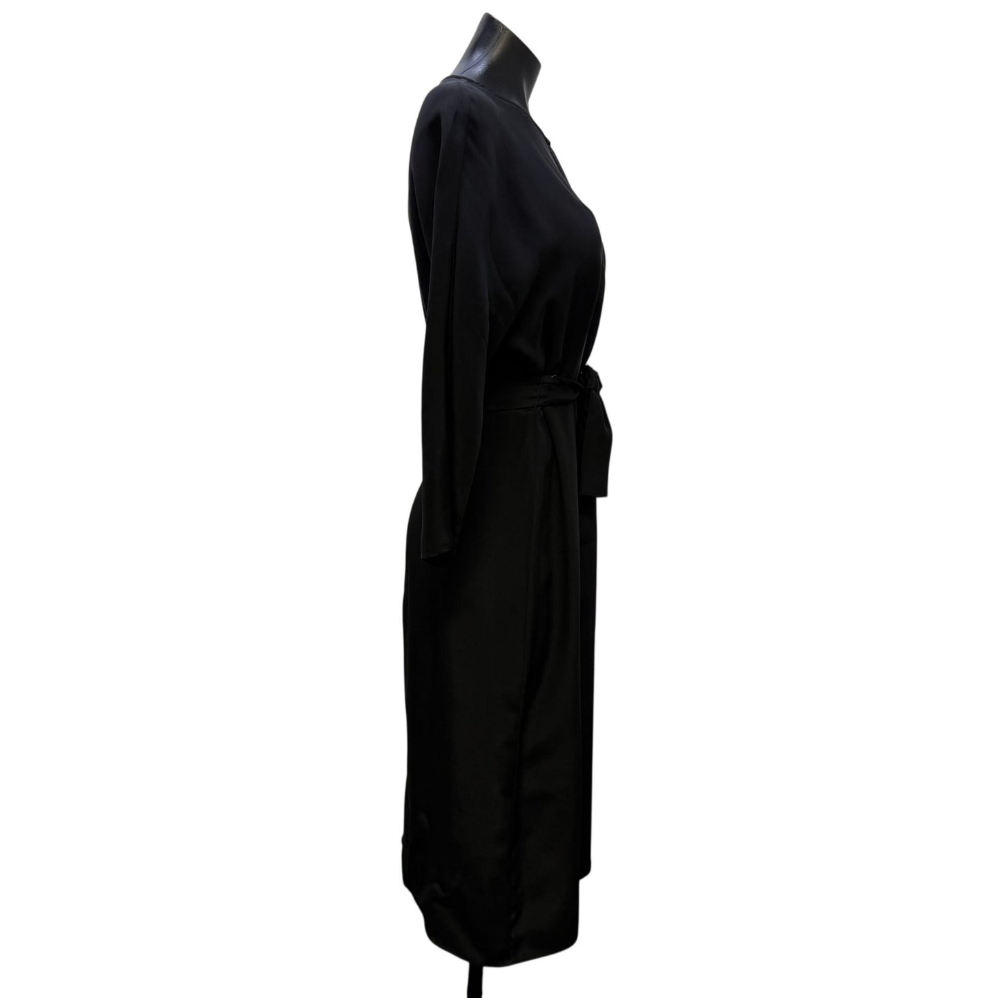 Cuyana Black Belted Midi Dress With Tie Waist  S/M