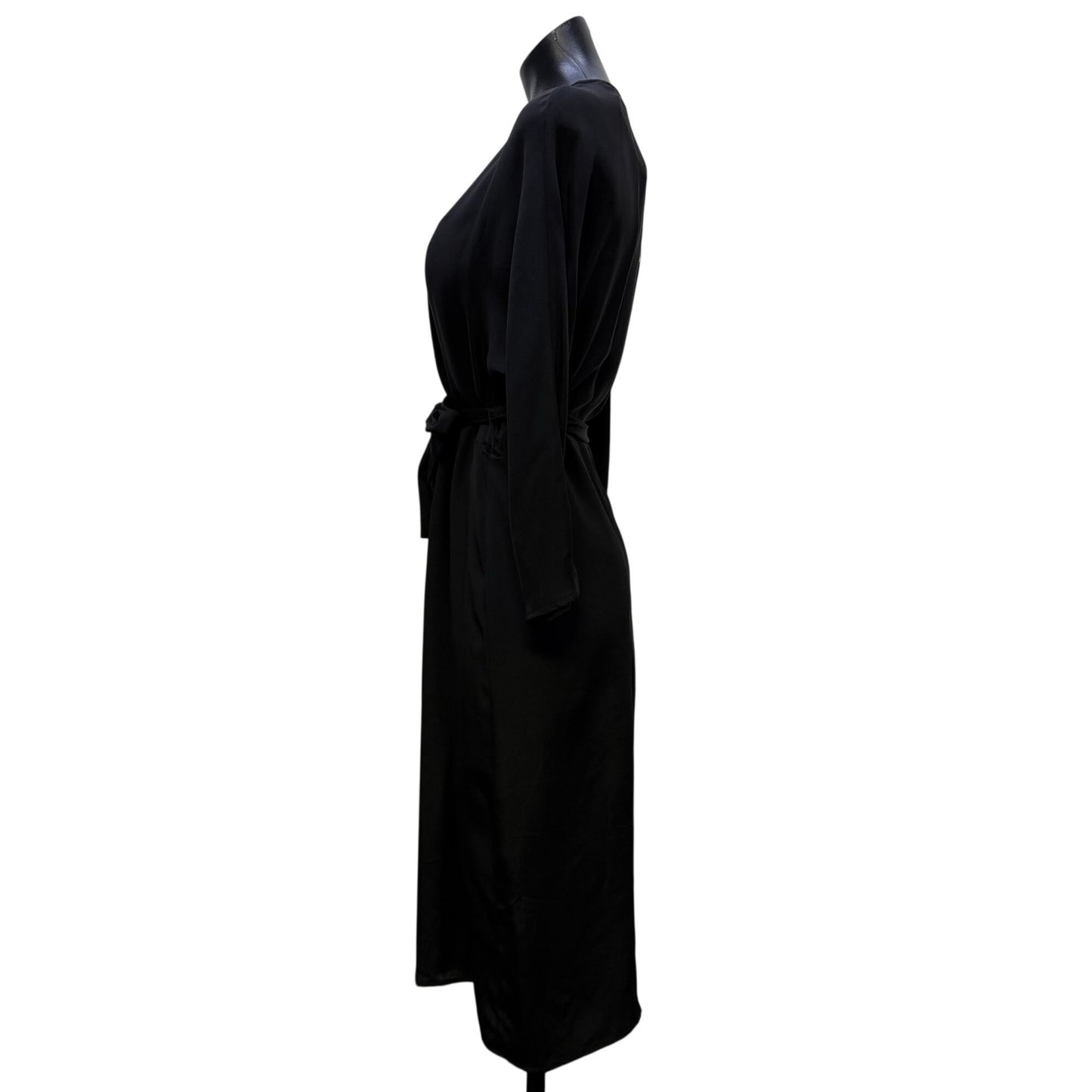 Cuyana Black Belted Midi Dress With Tie Waist  S/M