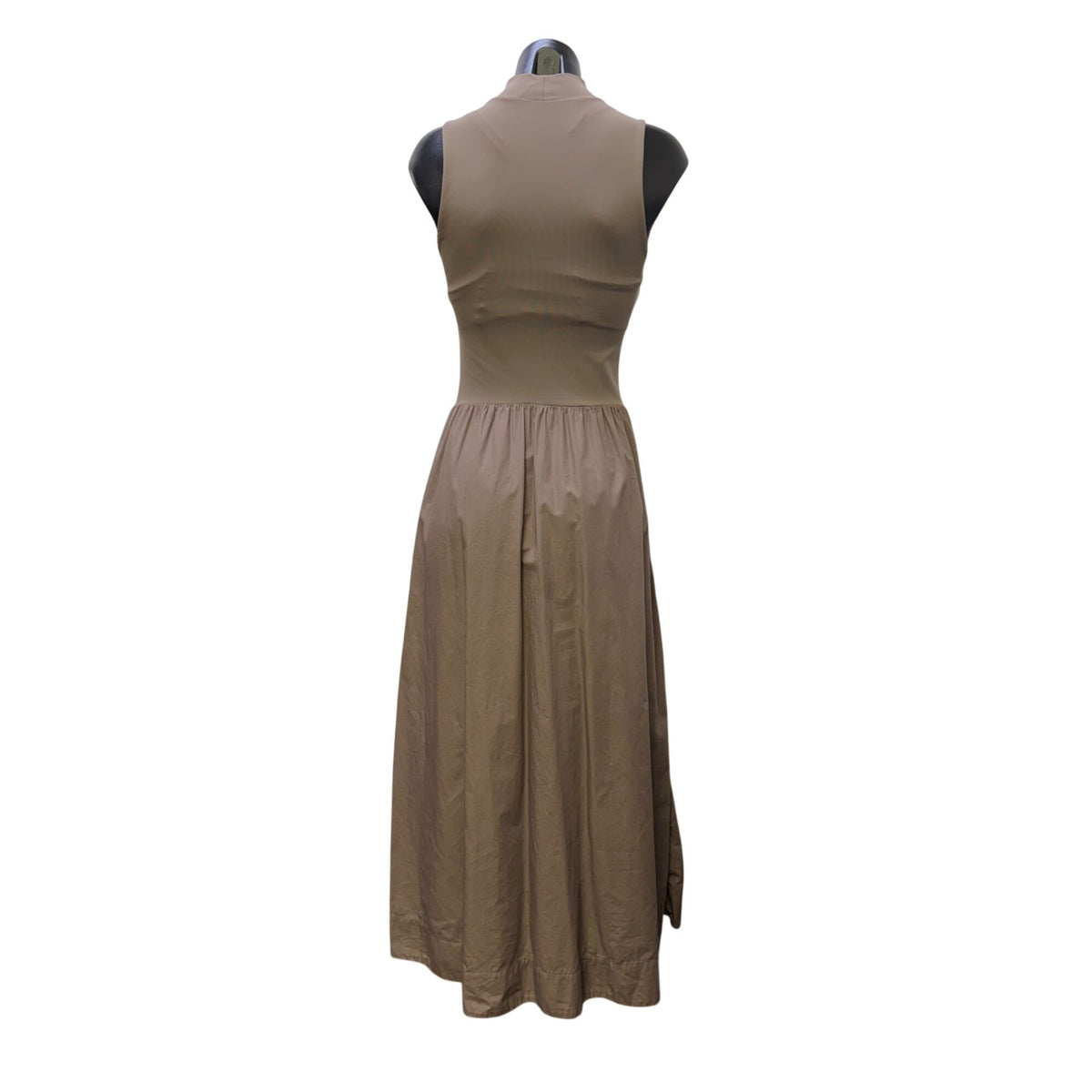 Babaton Aritzia Sleeveless Mock Neck Dress Tan S