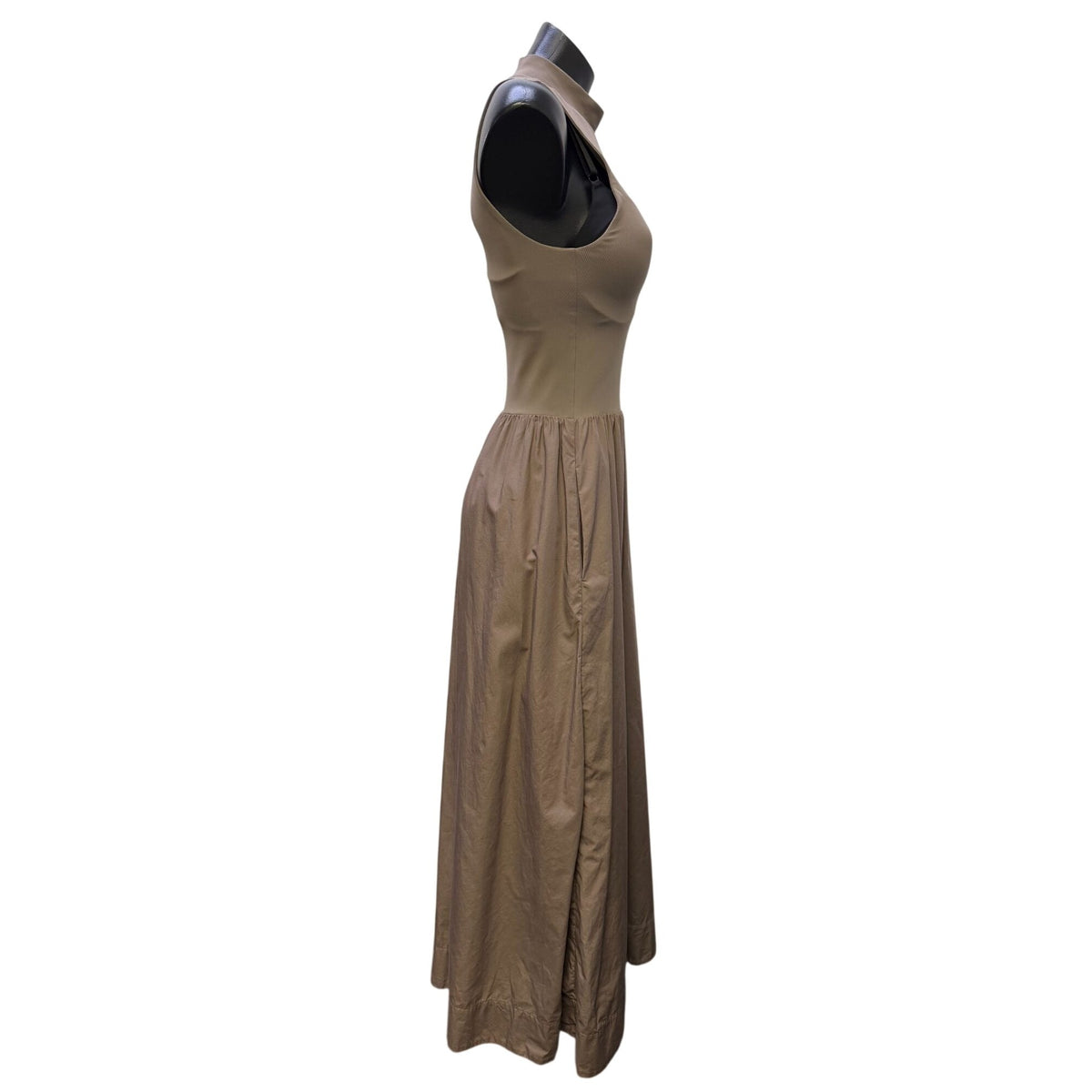 Babaton Aritzia Sleeveless Mock Neck Dress Tan S