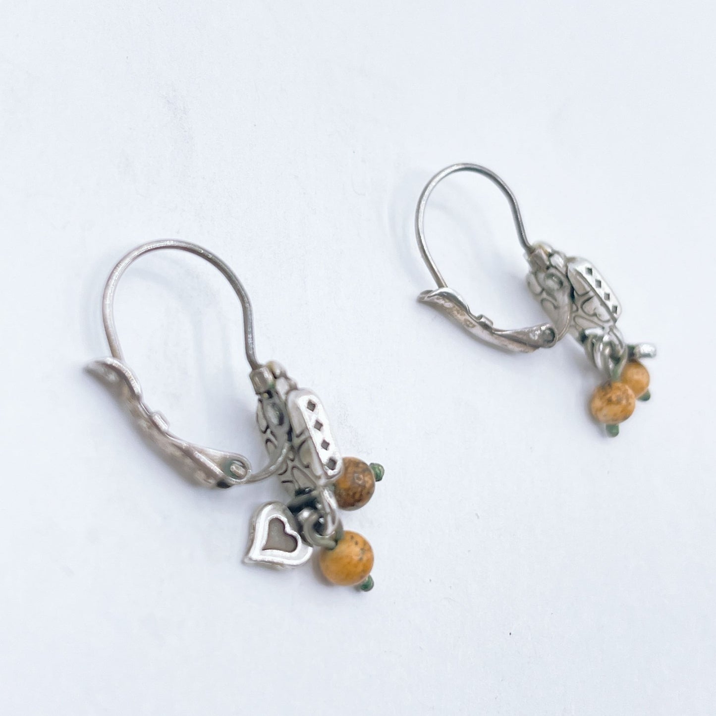 Jasper Beaded Earrings With Heart Charm & "Listen To Your Heart" Pendant