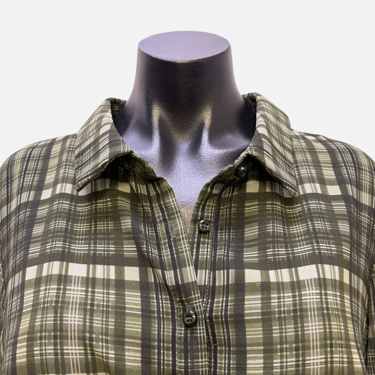 Gal Meets Glam Green Plaid Belted Midi Shirt Dress Size 14