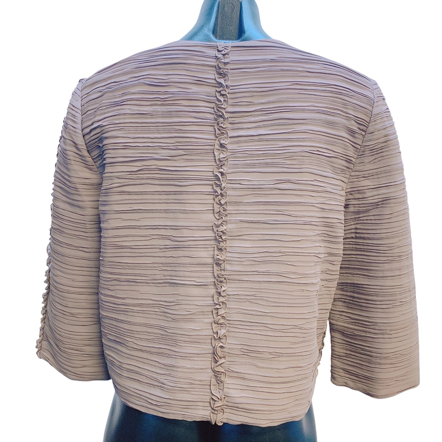 St. John SoCa Textured Pleated Jacket Zip Closure Taupe M