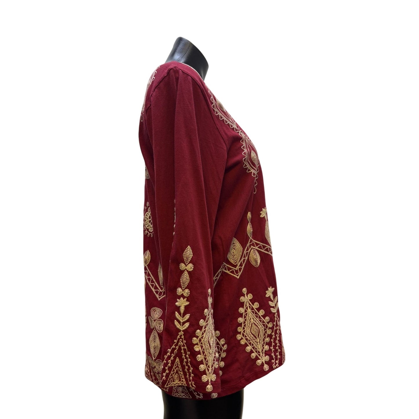 NWT Johnny Was Red Embroidered Blouse M