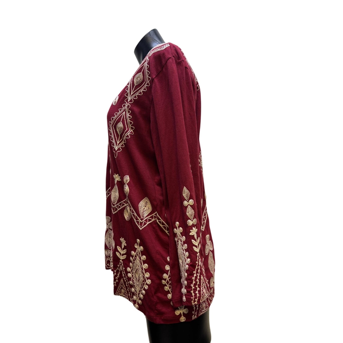 NWT Johnny Was Red Embroidered Blouse M