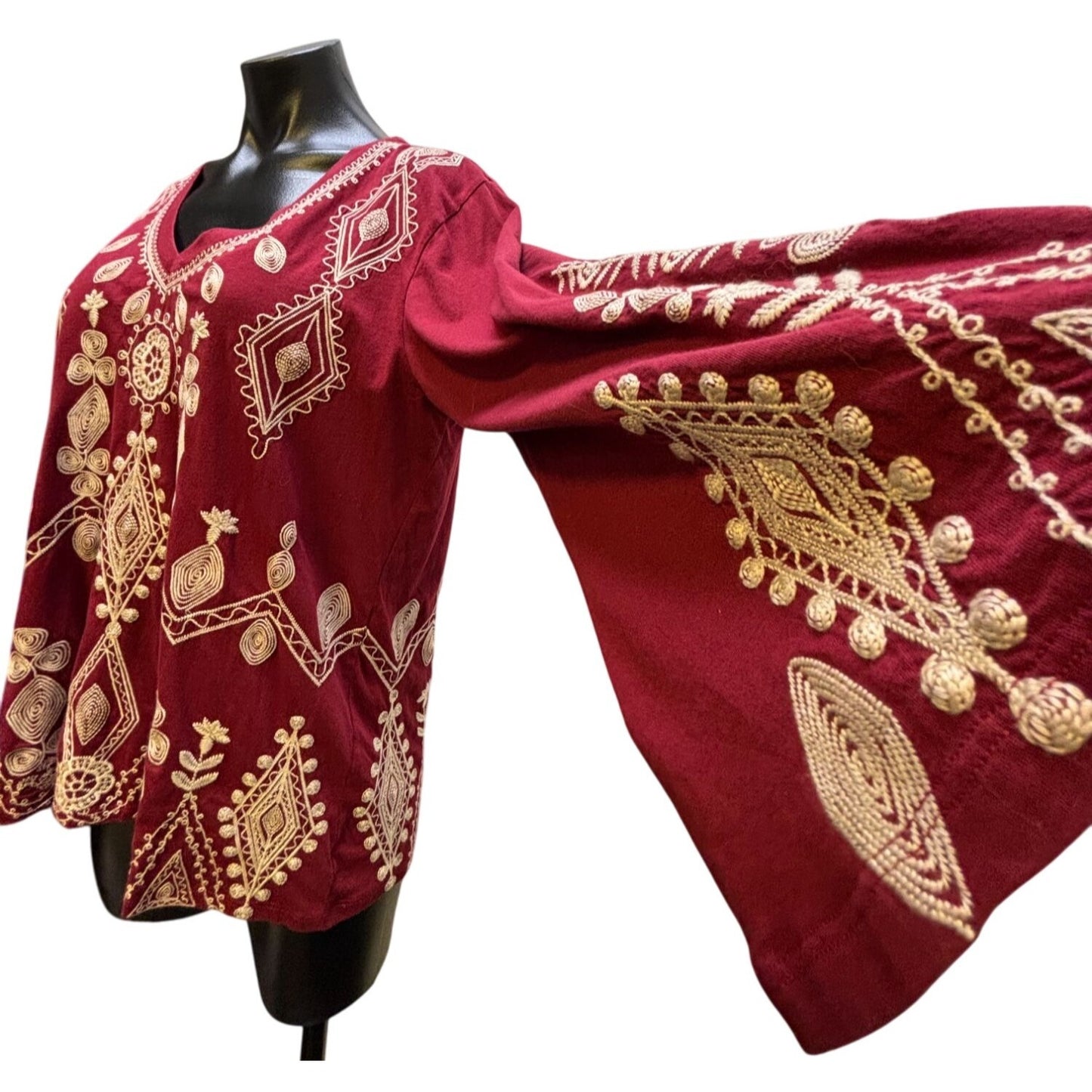 NWT Johnny Was Red Embroidered Blouse M