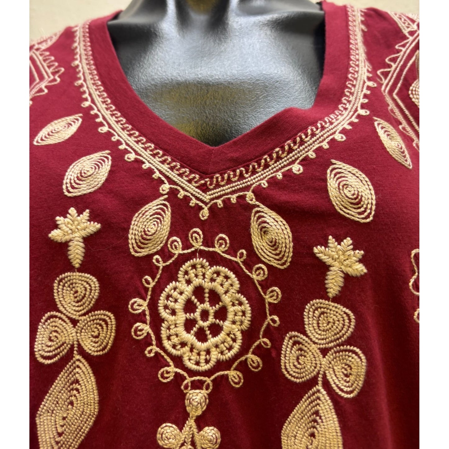 NWT Johnny Was Red Embroidered Blouse M