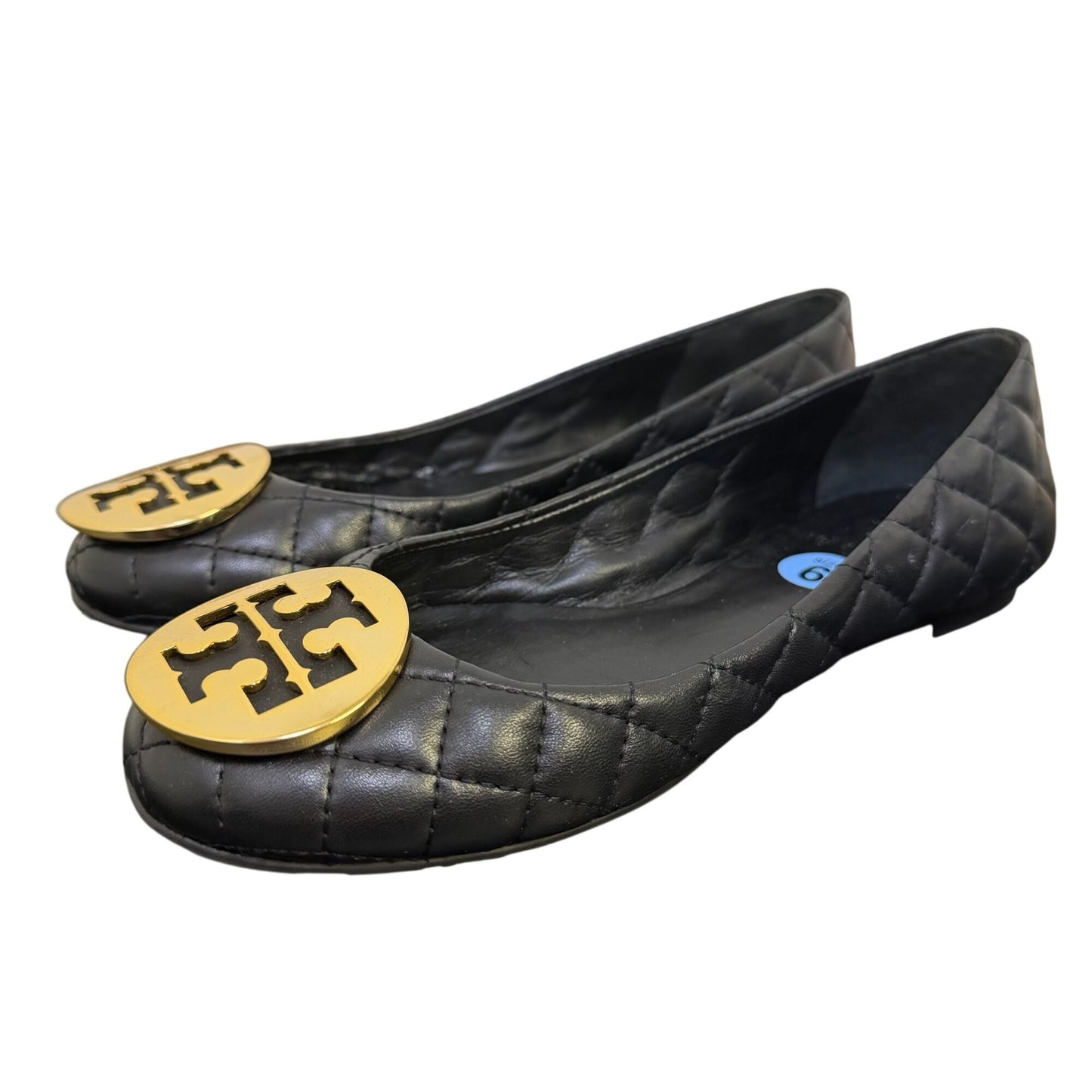 Tory Burch Quilted Leather Ballet Flats Black Size 6