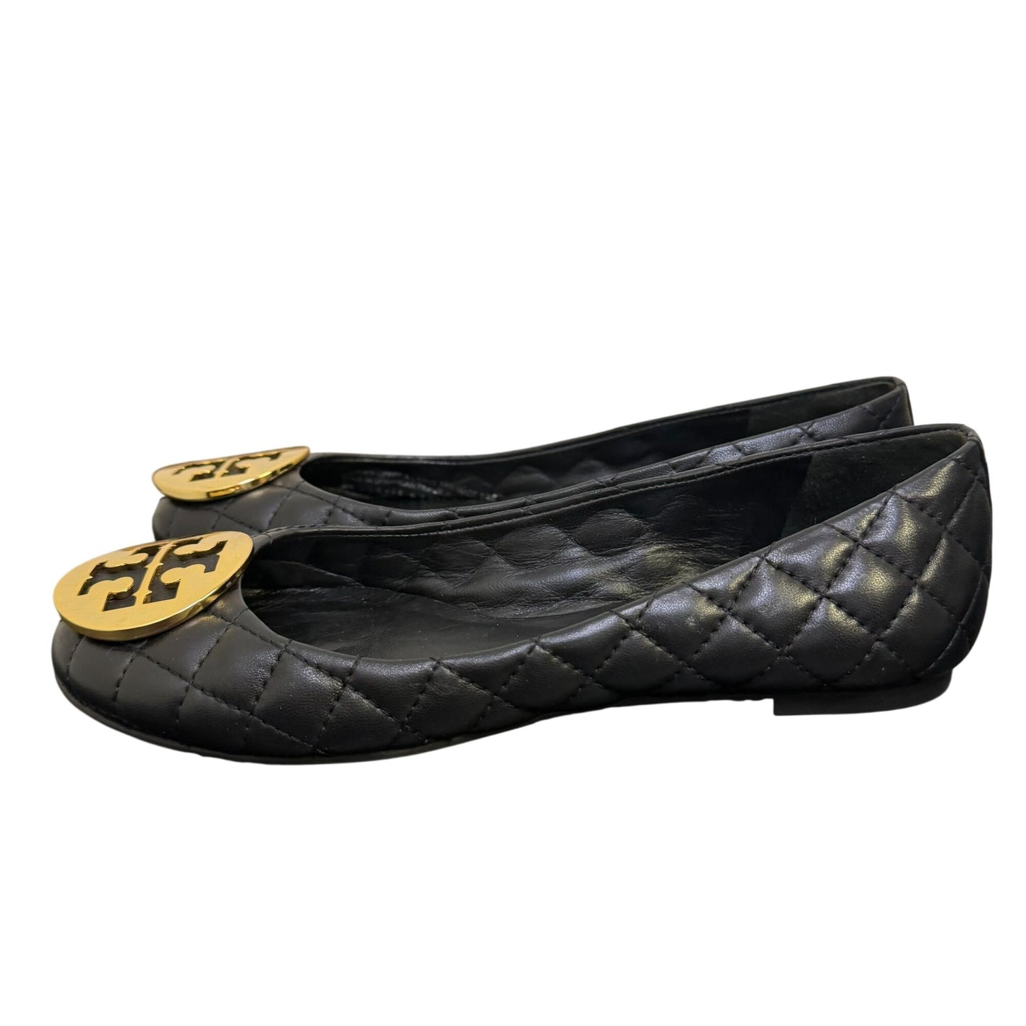 Tory Burch Quilted Leather Ballet Flats Black Size 6
