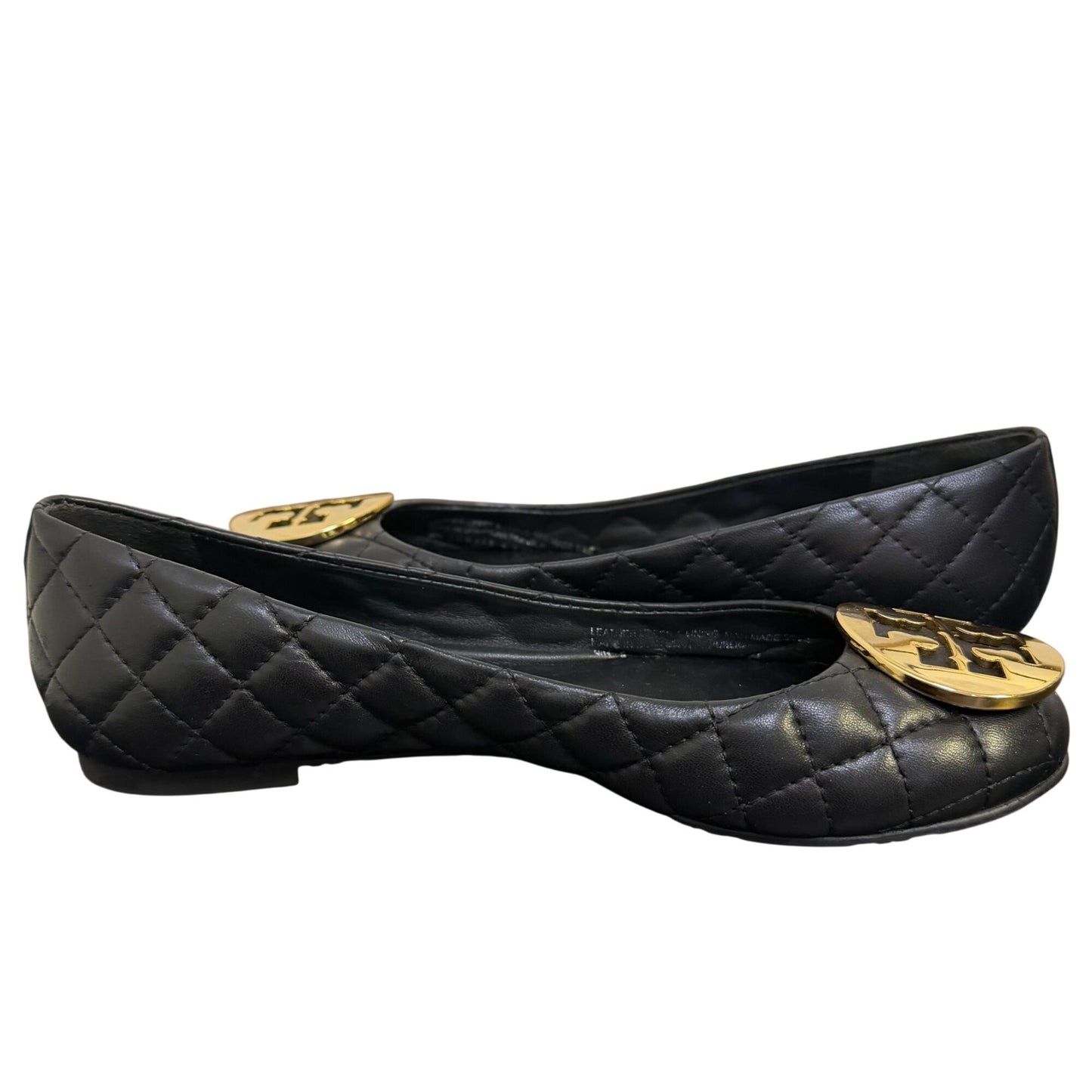 Tory Burch Quilted Leather Ballet Flats Black Size 6