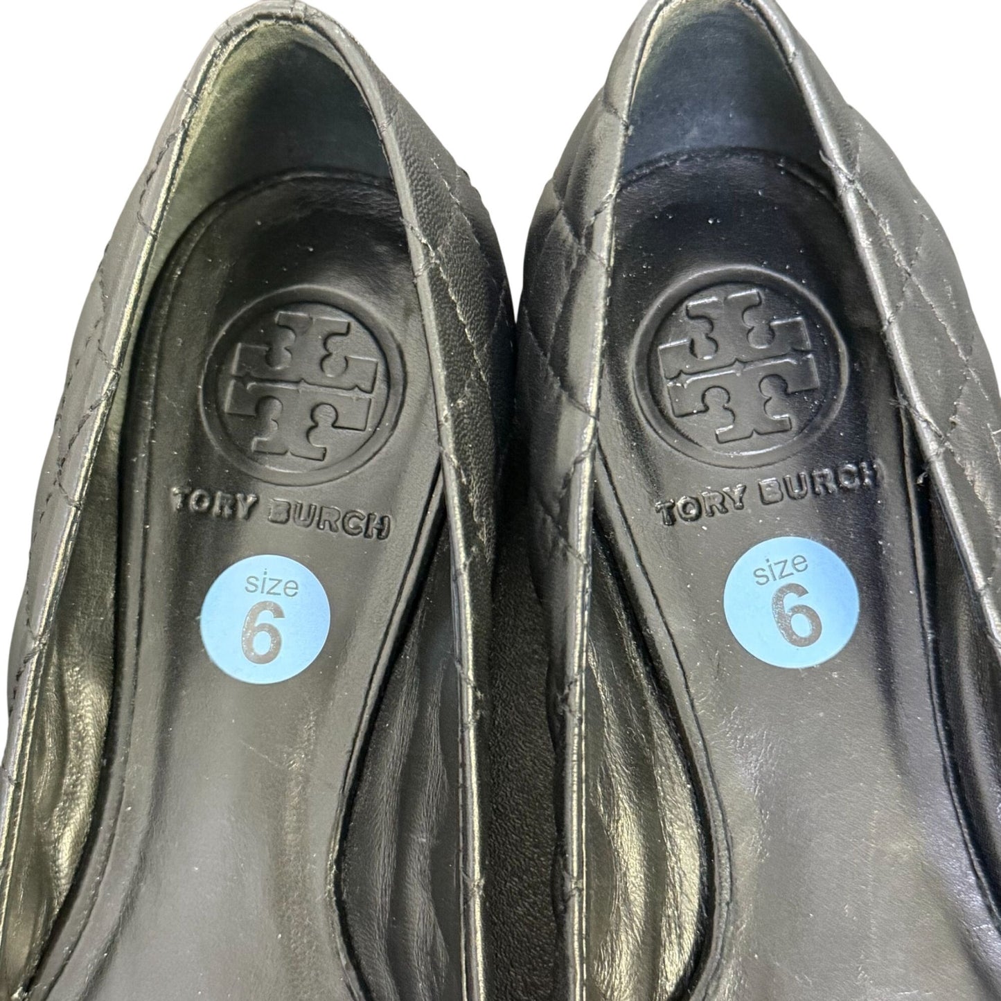 Tory Burch Quilted Leather Ballet Flats Black Size 6