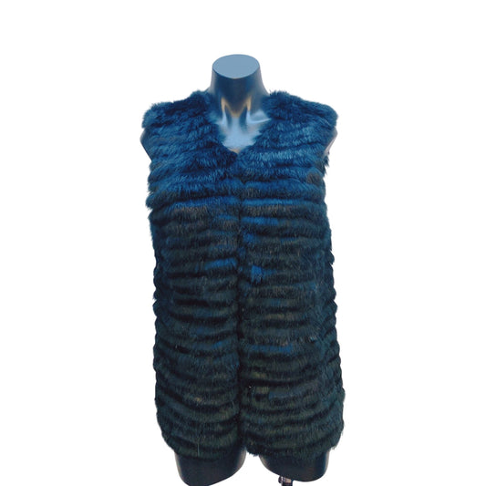 Dolcecabo Womens Black Rabbit Fur Vest Large