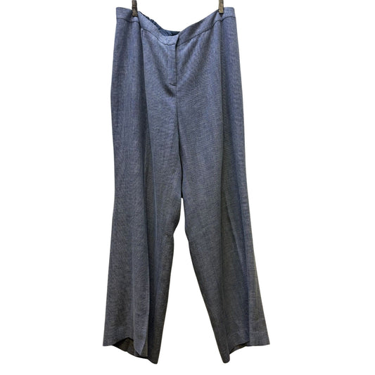 NWT Lafayette 148 New York Blue Wool-Linen Blend Pants 18W