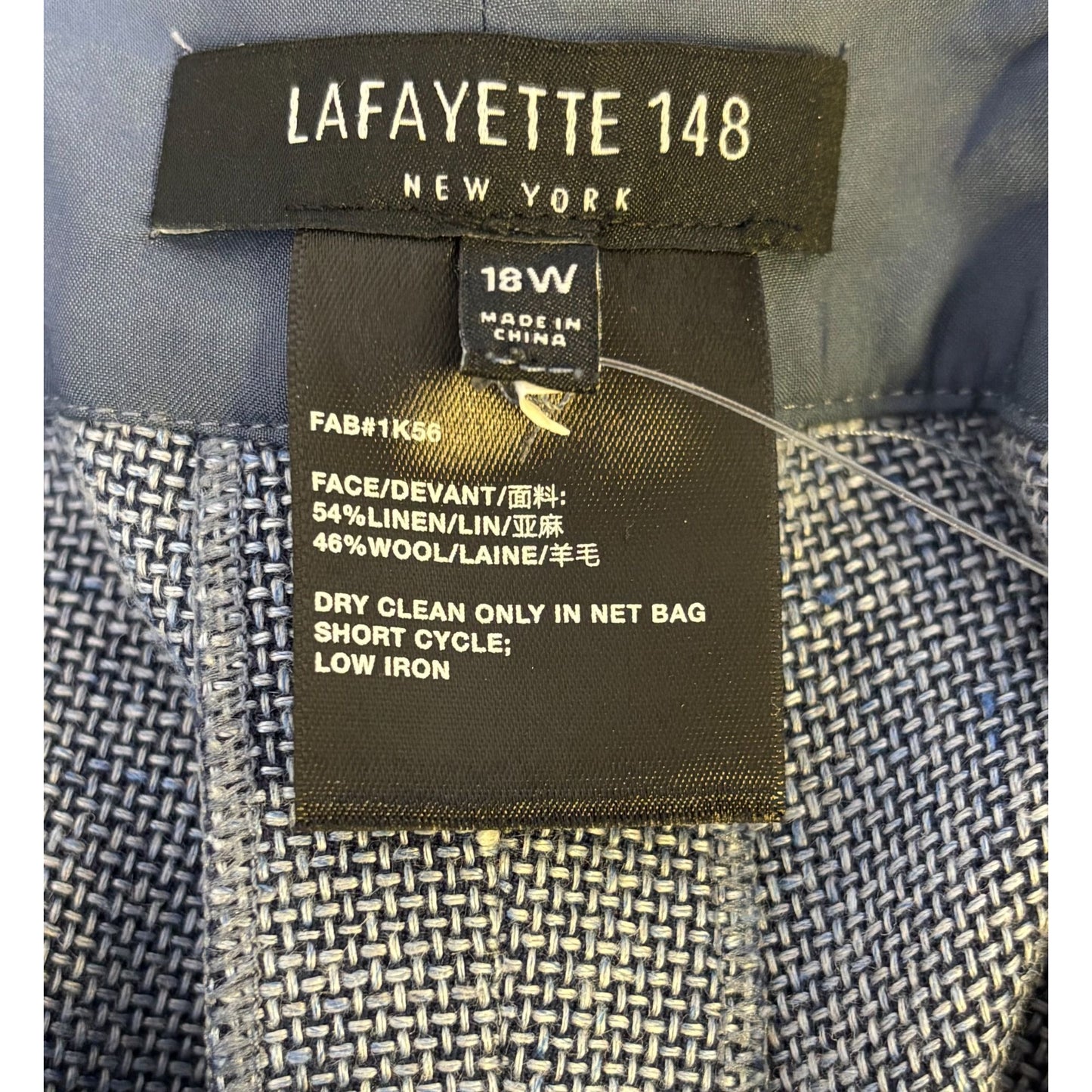 NWT Lafayette 148 New York Blue Wool-Linen Blend Pants 18W