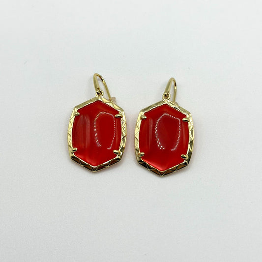 Kendra Scott Daphne Drop Earrings Peach Melon Gold-Tone
