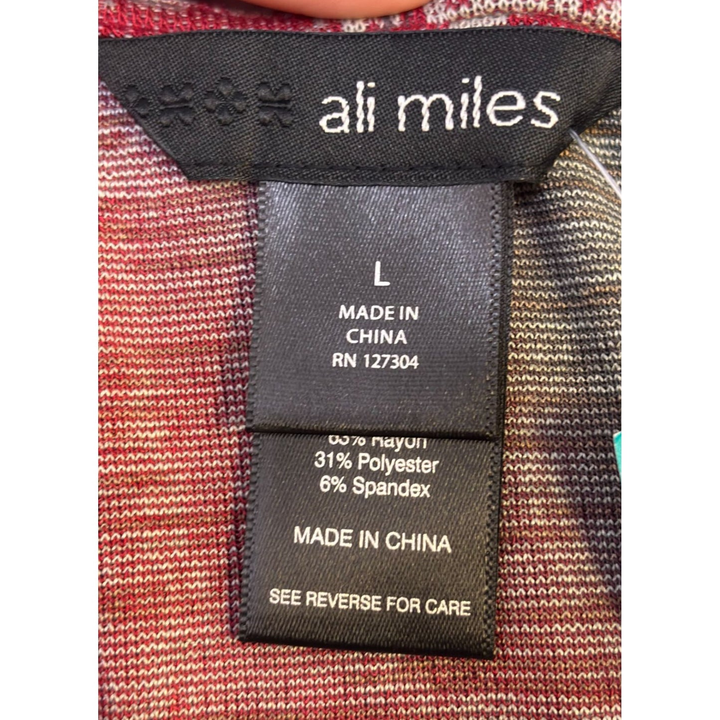 NWT Ali Miles Teal & Red Asymmetrical Button Shirt With Collar L