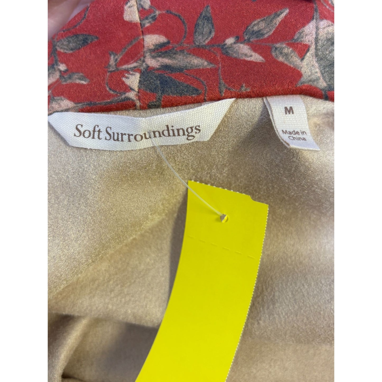 Soft Surroundings Red Floral Print Open-Front Cardigan Size M