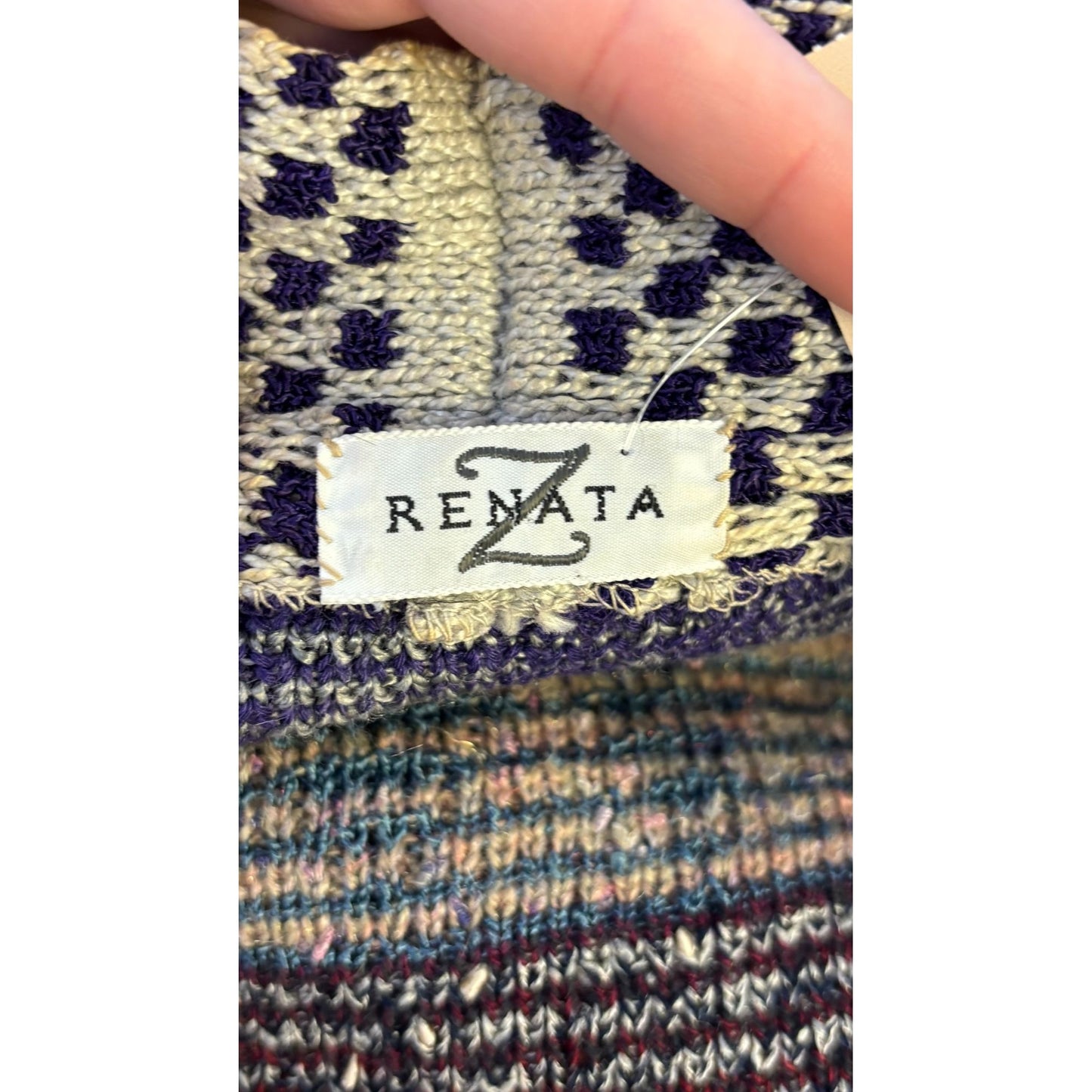 Renata Z Woven Sweater Vest Tan Multi Open Front L