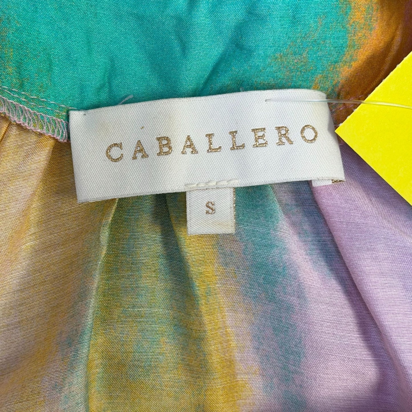 Caballero Blouse In Orange Turquoise & Pink With Ruffle Neckline S