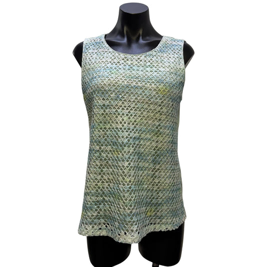 Chico's Mint Sleeveless Blouse With Sequined Crochet Overlay Size 1/M