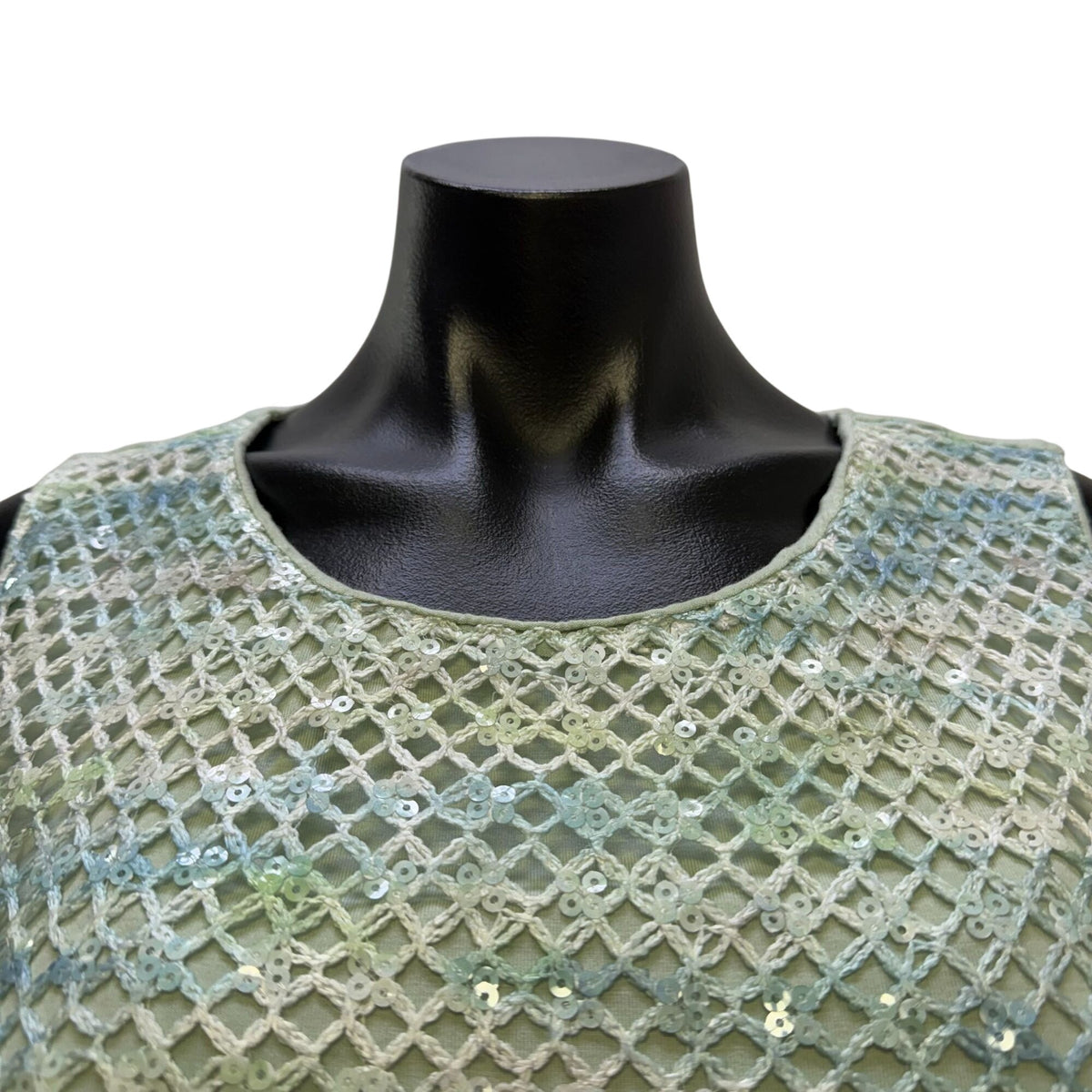 Chico's Mint Sleeveless Blouse With Sequined Crochet Overlay Size 1/M