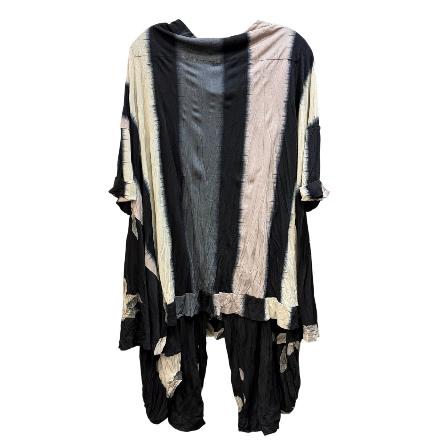 Alembika 2 Pc Tunic Blouse & Wide-Leg Pants Set Black & Gray 4/XL