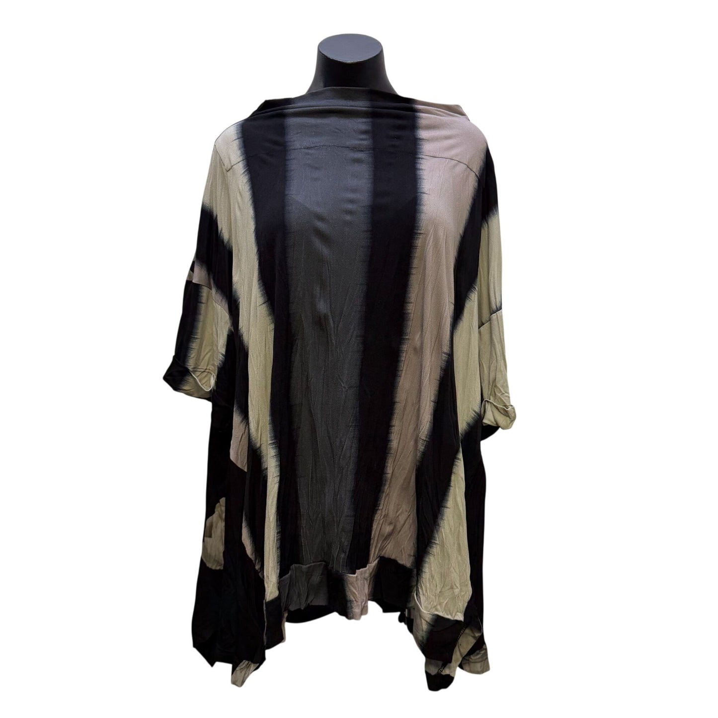 Alembika 2 Pc Tunic Blouse & Wide-Leg Pants Set Black & Gray 4/XL