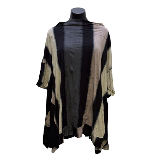 Alembika 2 Pc Tunic Blouse & Wide-Leg Pants Set Black & Gray 4/XL