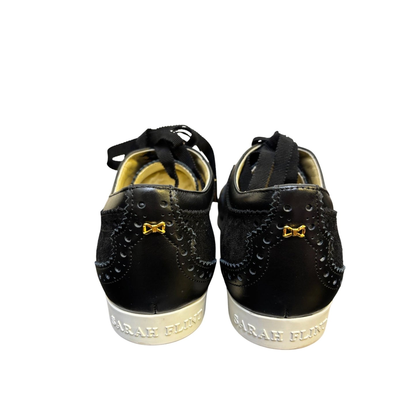 Sarah Flint Black Leather & Suede Brogue Loafers Size 8.5