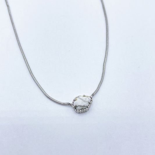 Kendra Scott White Howlite Pendant Necklace Silver Tone Chain