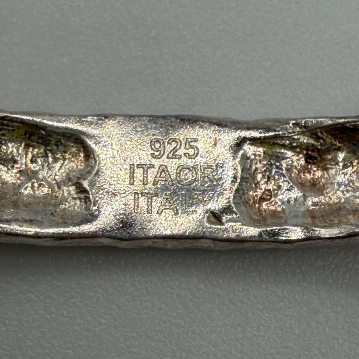 925 Sterling Silver Itaor Italy Bangle Bracelet Hammered Textured Italian
