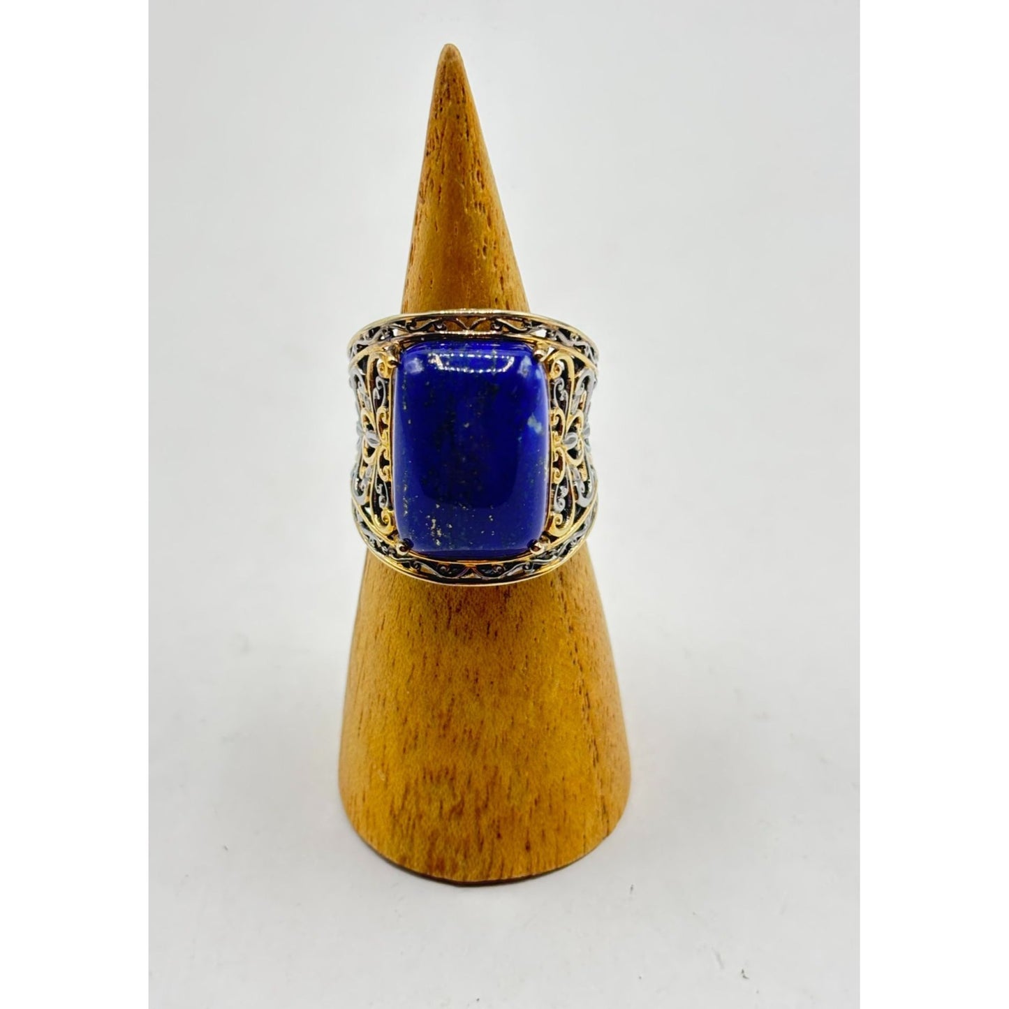 NH 925 Sterling Silver & Lapis Lazuli Filigree Ring Size 7