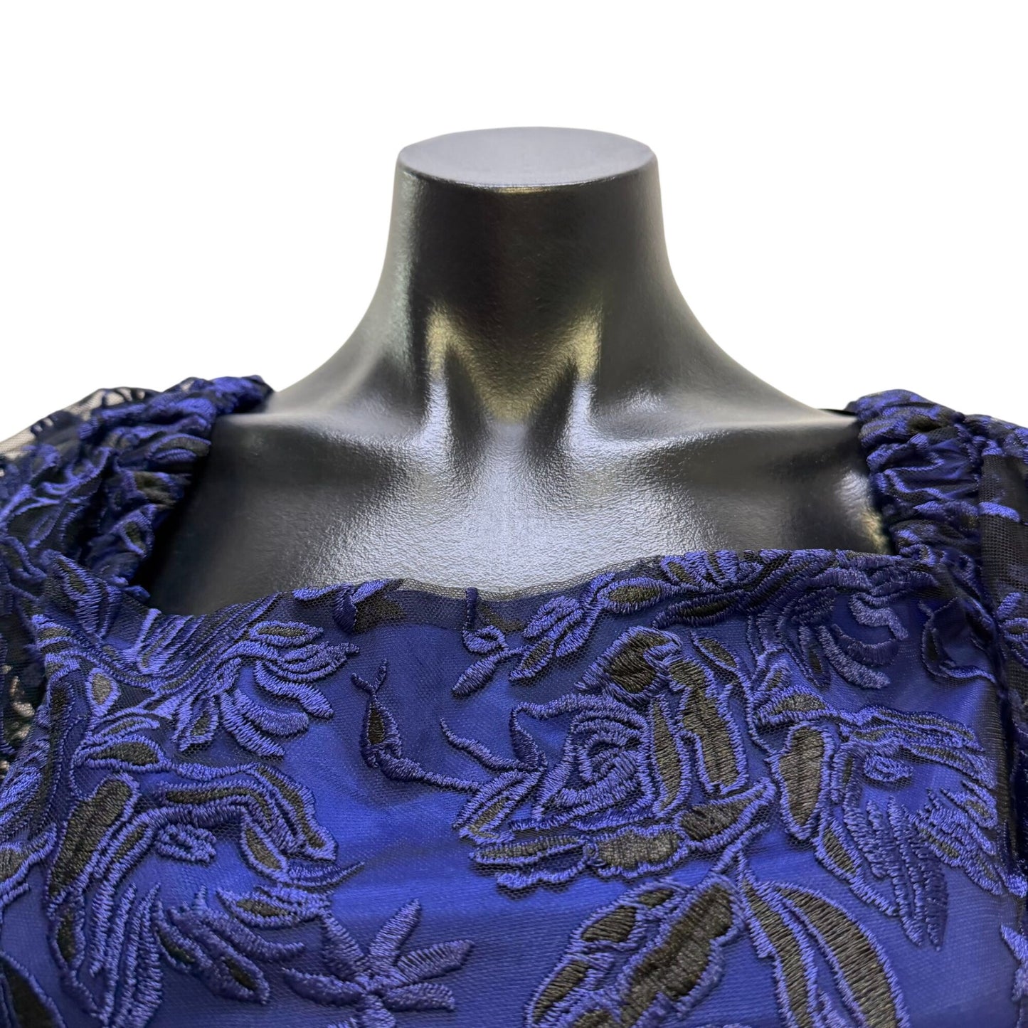 NWT Trina Turk Blue & Black Floral Lace Sheath Dress Size 8