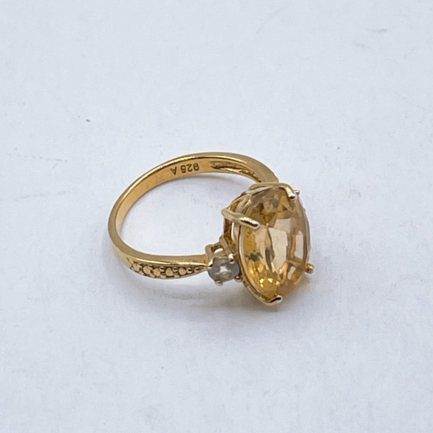 Yellow Brazilian Citrine 18k Yellow Gold Over Sterling Silver Cocktail Ring Size 8.25