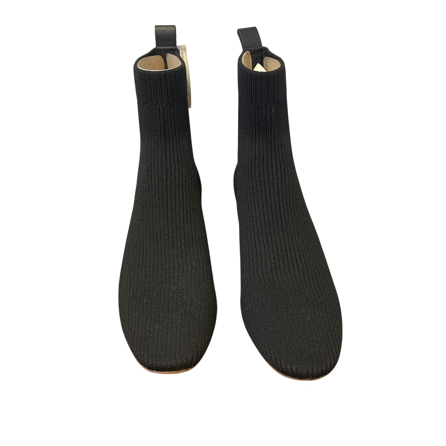NEW Everlane Chelsea Black Ribbed Knit Ankle Boots Block Heels 9