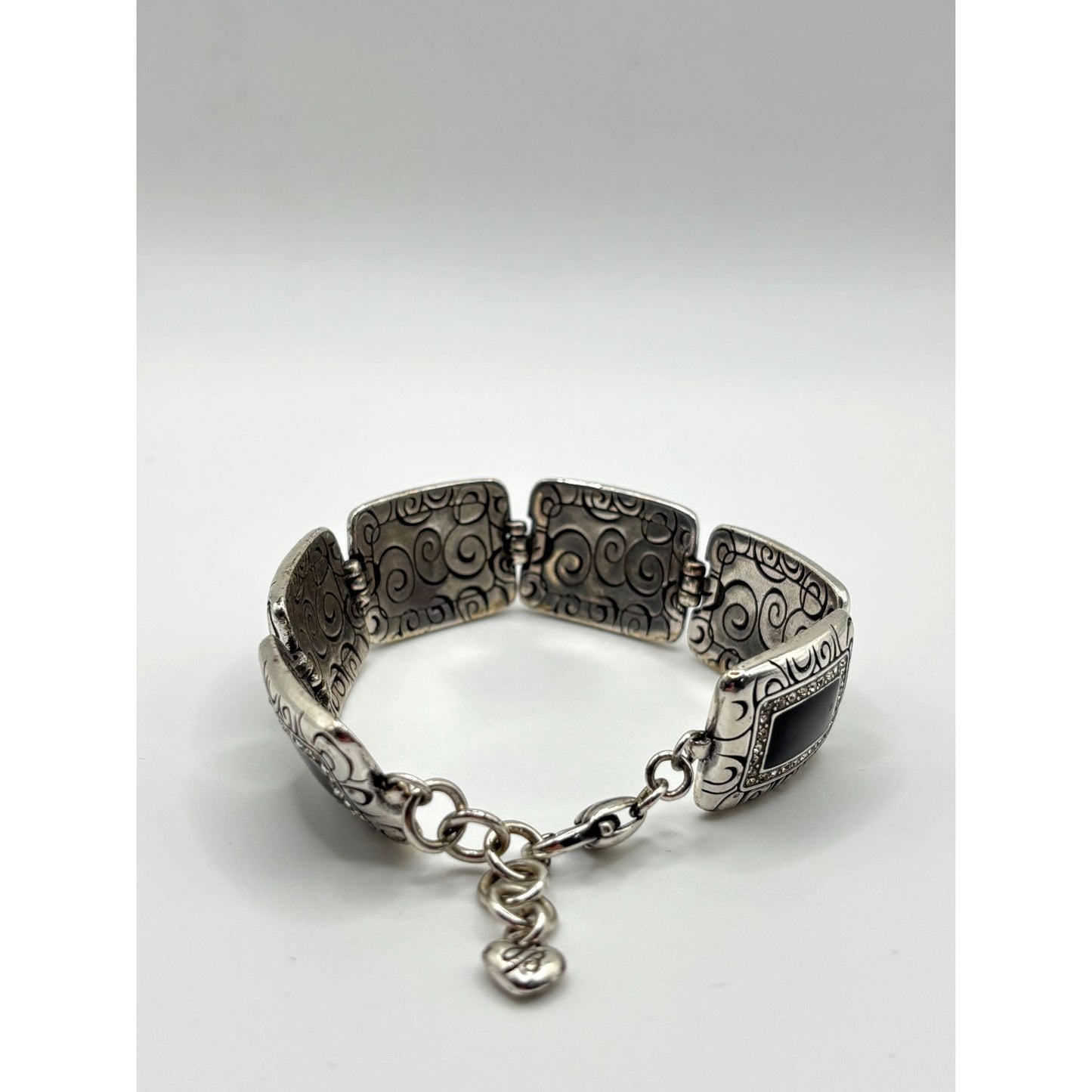 Brighton Silver-Tone Bracelet With Black Enamel Accents