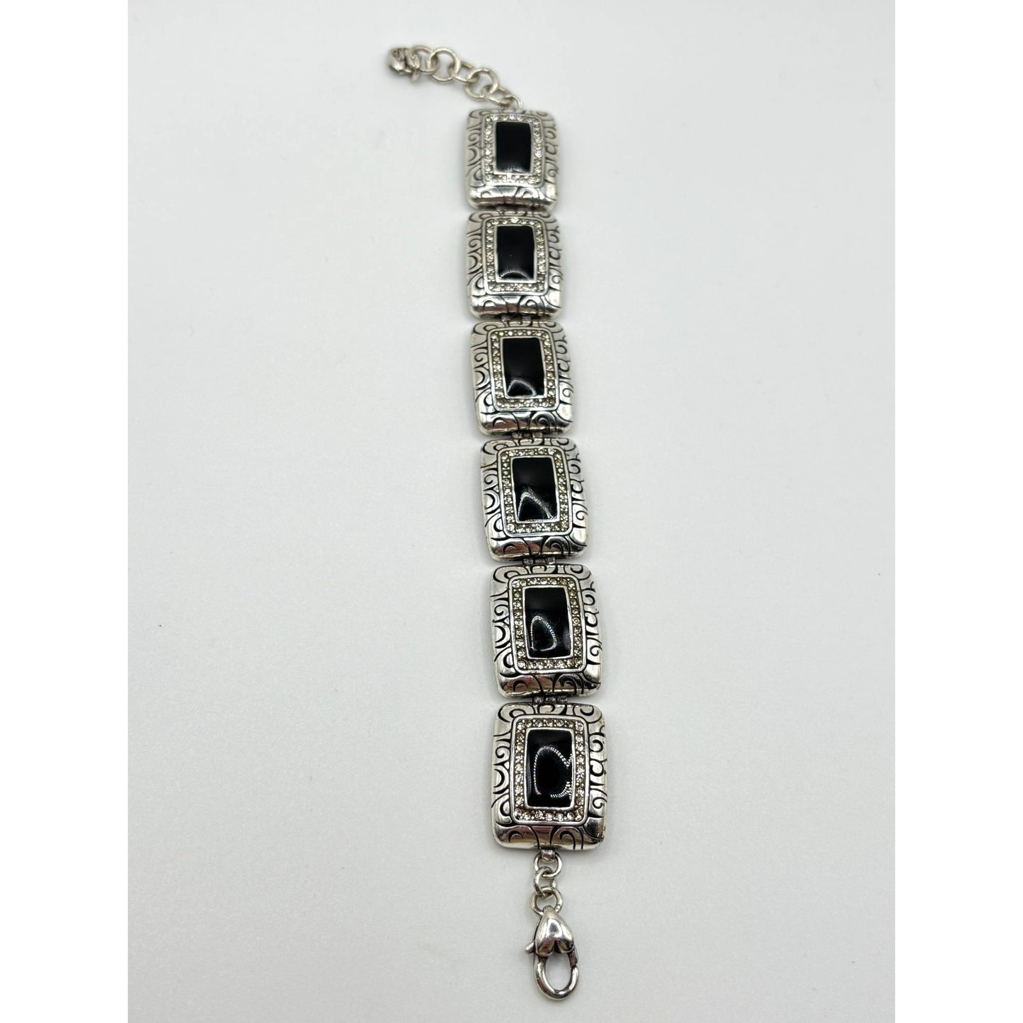 Brighton Silver-Tone Bracelet With Black Enamel Accents