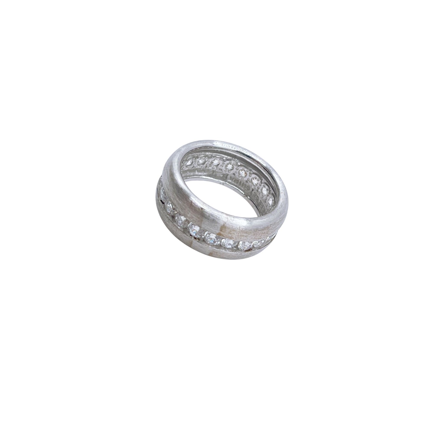 925 Sterling Silver Band Ring With Rhinestones 4