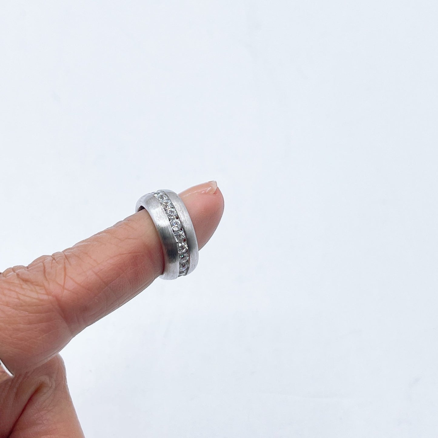 925 Sterling Silver Band Ring With Rhinestones 4