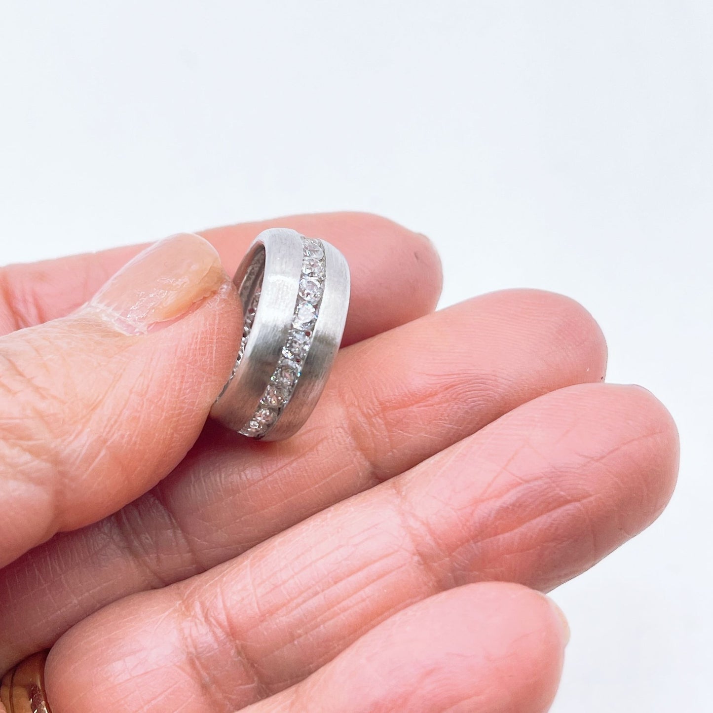925 Sterling Silver Band Ring With Rhinestones 4
