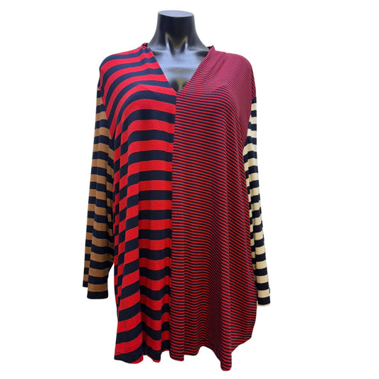 Alembika Womens Striped Multicolor Long Sleeve Tunic Top Size 1/S