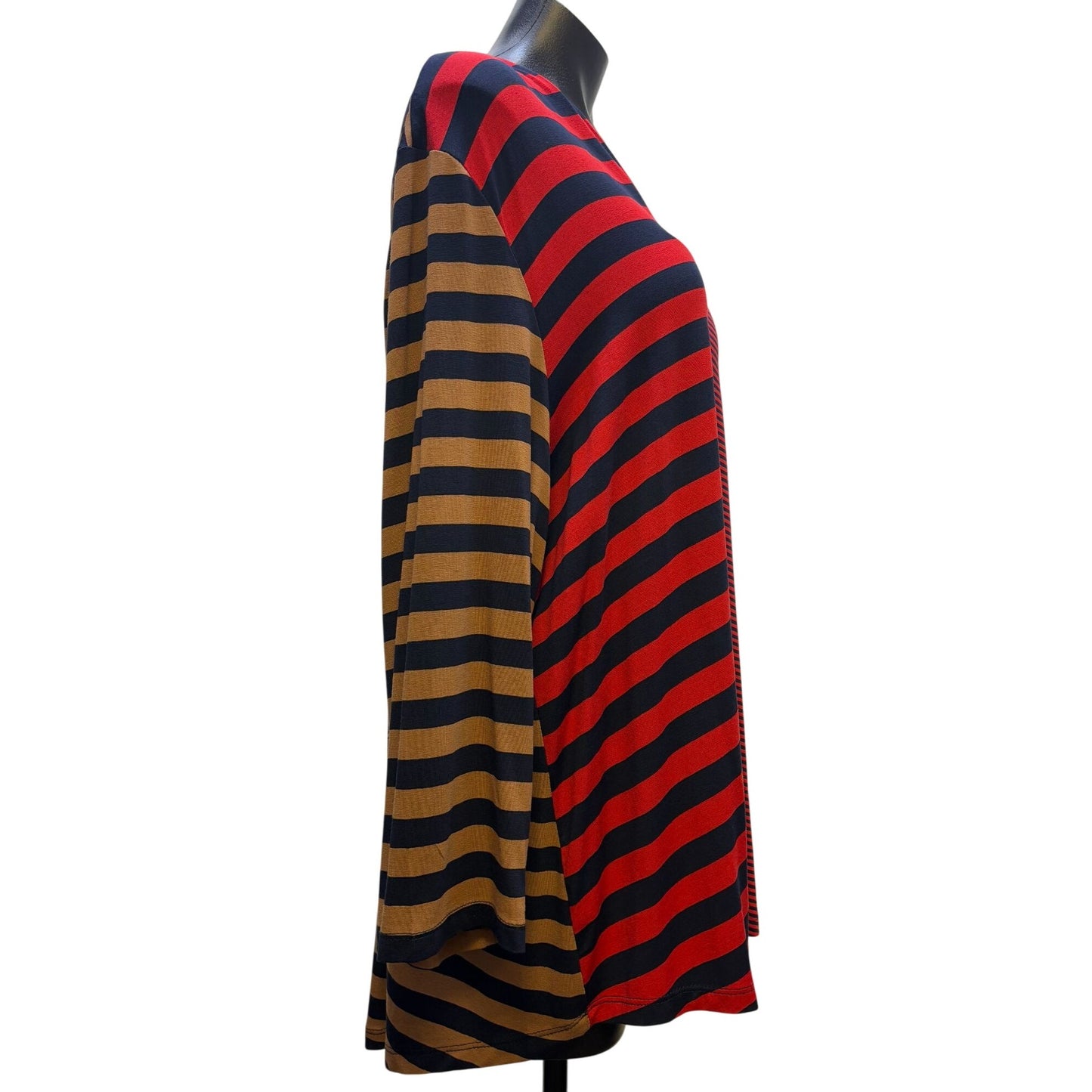 Alembika Womens Striped Multicolor Long Sleeve Tunic Top Size 1/S