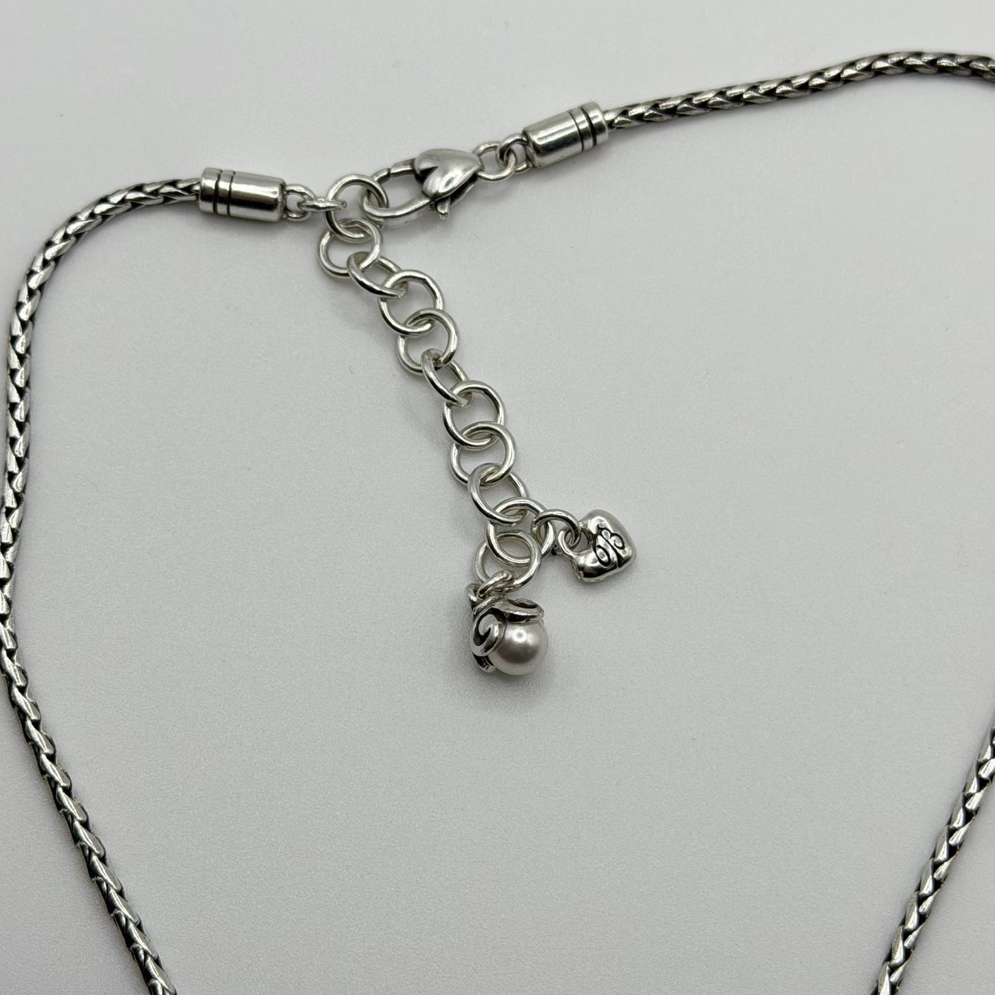 Brighton Filigree Square Silver-Tone Pearl Pendant Necklace Adjustable Chain