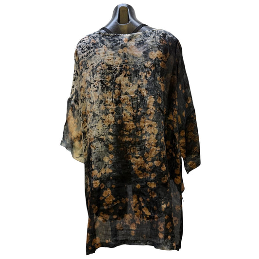 Gilda Midani Hand-Dyed Gray & Pink Button-Front Tunic Top OS