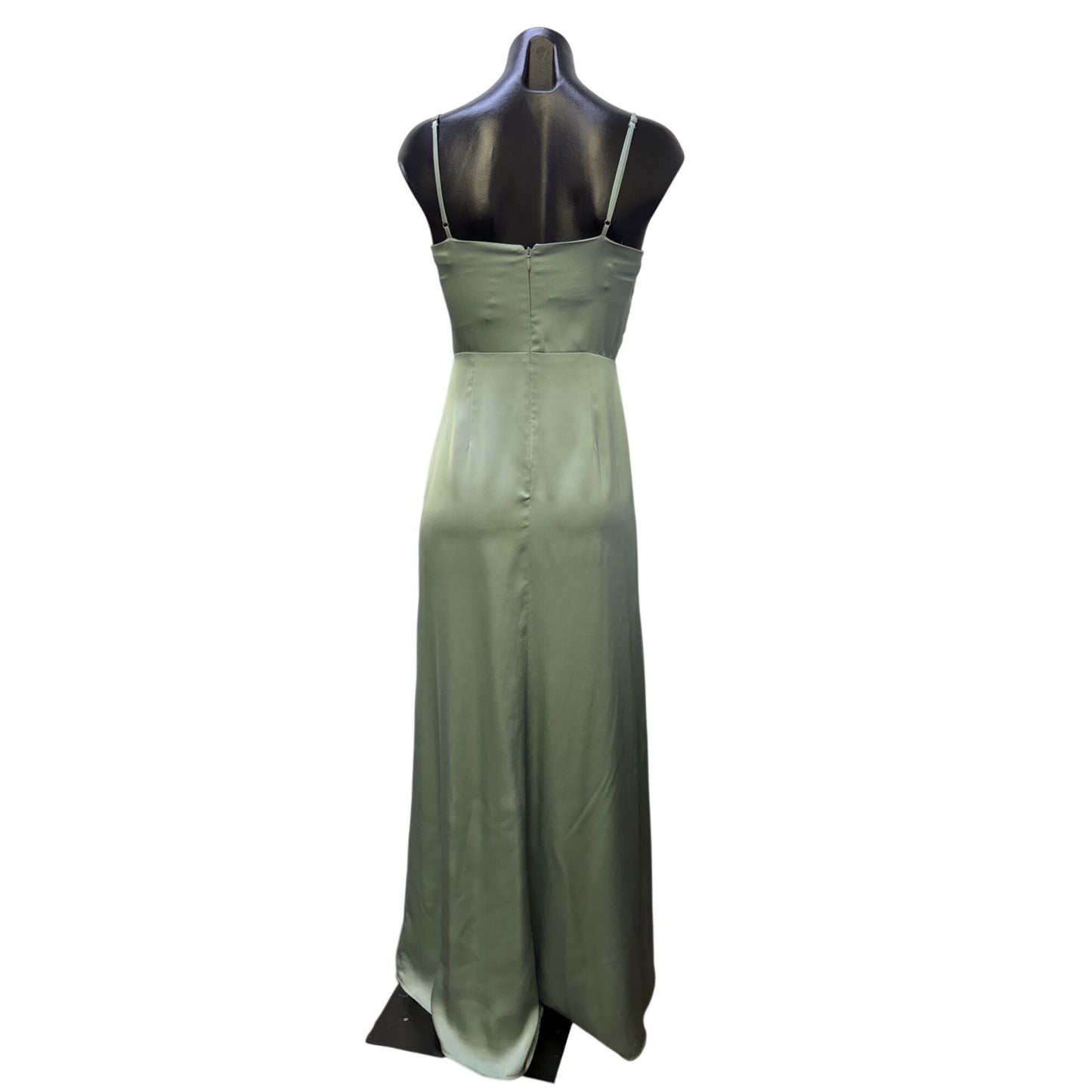 Birdy Grey Aqua Satin Cowl Neck Maxi Dress With Side Drape XS