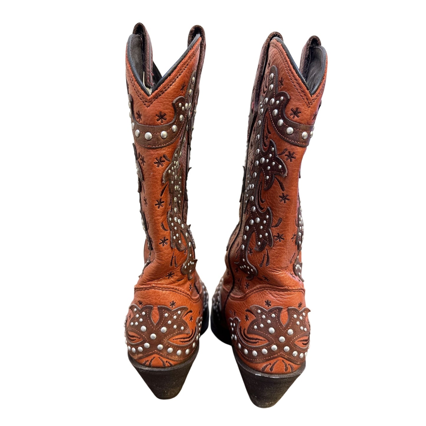 Rockin Country Western Embroidered Leather Cowboy Boots Studded Details